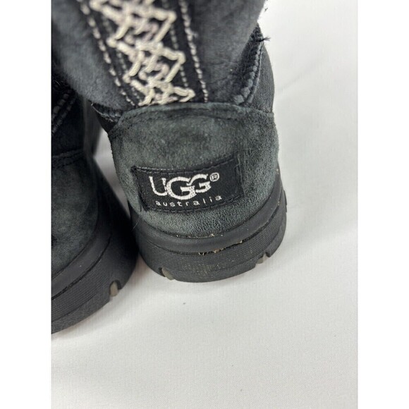 Ugg Ultimate Tall Braid 5340 Boots Size 5 Wide Black Suede Calf Height Sheepskin - Picture 8 of 15